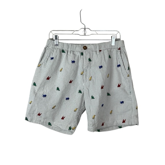 Chubbies Seersucker Shorts Embroidered Dinosaur Print - Picture 1 of 5